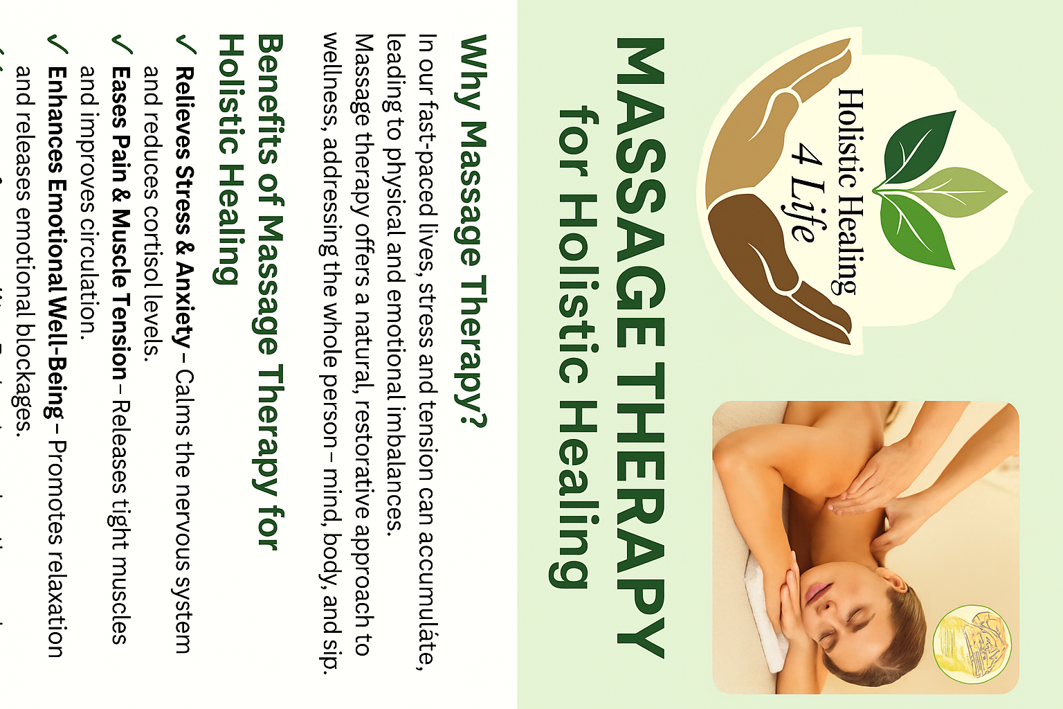 Massage Therapy for Holistic Healing flyer