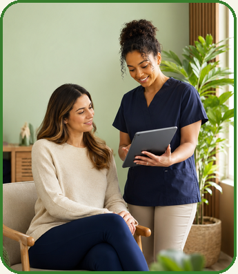 A holistic provider reviewing a wellness plan with a client