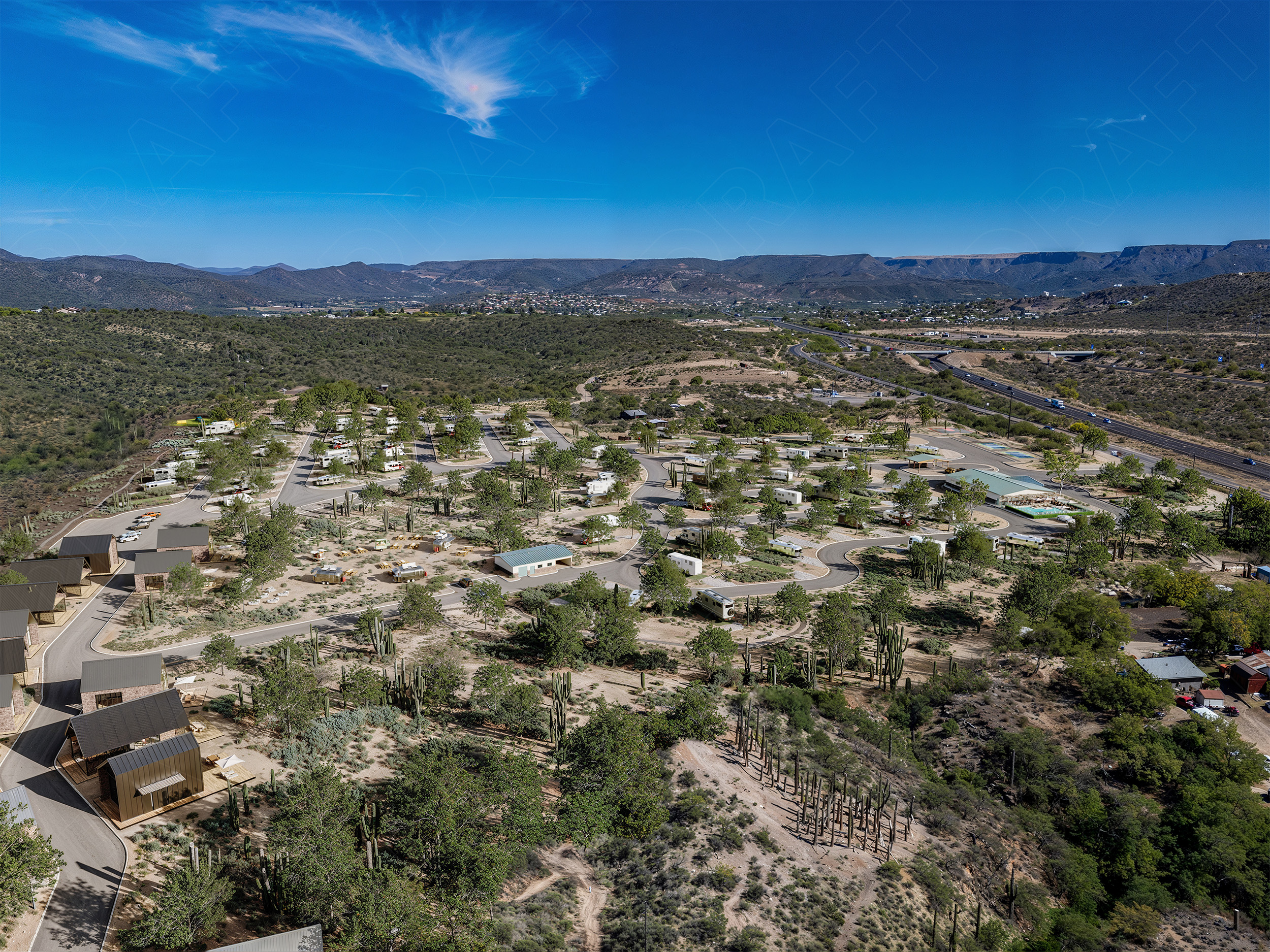 Rock Springs RV Resort pre-development rendering showing the planned RV sites and resort amenities